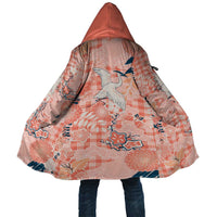Red Palaka Crane and Flowers Cloak Japan Heritage Spirit - Polynesian Pride