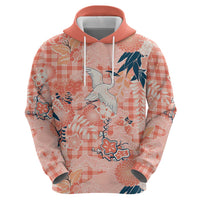 Red Palaka Crane and Flowers Hoodie Japan Heritage Spirit - Polynesian Pride
