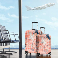 Red Palaka Crane and Flowers Luggage Cover Japan Heritage Spirit - Polynesian Pride