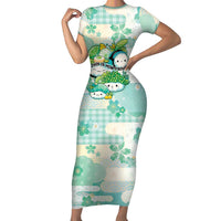 Personalized Japanese Kawaii Sushi Family Matching Short Sleeve Bodycon Dress and Hawaiian Shirt Green Wagara Palaka This Is How I Roll
