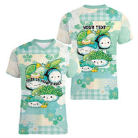 Personalized Japanese Kawaii Sushi Women V-Neck T-Shirt Green Wagara Palaka This Is How I Roll LT9 - Polynesian Pride