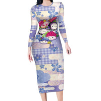 Personalized Japanese Kawaii Sushi Family Matching Long Sleeve Bodycon Dress and Hawaiian Shirt Blue Wagara Palaka This Is How I Roll