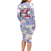 Personalized Japanese Kawaii Sushi Family Matching Long Sleeve Bodycon Dress and Hawaiian Shirt Blue Wagara Palaka This Is How I Roll