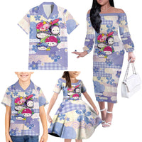 Personalized Japanese Kawaii Sushi Family Matching Off The Shoulder Long Sleeve Dress and Hawaiian Shirt Blue Wagara Palaka This Is How I Roll