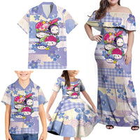Personalized Japanese Kawaii Sushi Family Matching Off Shoulder Maxi Dress and Hawaiian Shirt Blue Wagara Palaka This Is How I Roll