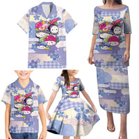 Personalized Japanese Kawaii Sushi Family Matching Puletasi and Hawaiian Shirt Blue Wagara Palaka This Is How I Roll
