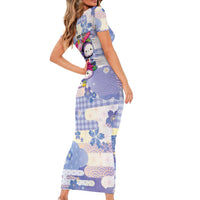 Personalized Japanese Kawaii Sushi Family Matching Short Sleeve Bodycon Dress and Hawaiian Shirt Blue Wagara Palaka This Is How I Roll