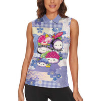 Personalized Japanese Kawaii Sushi Women Sleeveless Polo Shirt Blue Wagara Palaka This Is How I Roll LT9 - Polynesian Pride