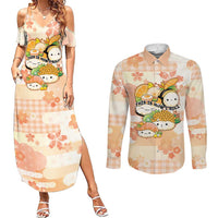 Personalized Japanese Kawaii Sushi Couples Matching Summer Maxi Dress and Long Sleeve Button Shirt Peach Wagara Palaka This Is How I Roll LT9 Peach - Polynesian Pride