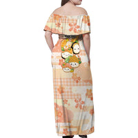 Personalized Japanese Kawaii Sushi Family Matching Off Shoulder Maxi Dress and Hawaiian Shirt Peach Wagara Palaka This Is How I Roll