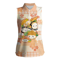 Personalized Japanese Kawaii Sushi Women Sleeveless Polo Shirt Peach Wagara Palaka This Is How I Roll LT9 Female Peach - Polynesian Pride