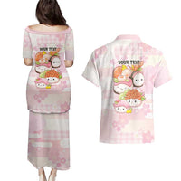 Personalized Japanese Kawaii Sushi Couples Matching Puletasi and Hawaiian Shirt Pink Wagara Palaka This Is How I Roll LT9 - Polynesian Pride