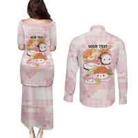 Personalized Japanese Kawaii Sushi Couples Matching Puletasi and Long Sleeve Button Shirt Pink Wagara Palaka This Is How I Roll