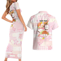 Personalized Japanese Kawaii Sushi Couples Matching Short Sleeve Bodycon Dress and Hawaiian Shirt Pink Wagara Palaka This Is How I Roll LT9 - Polynesian Pride