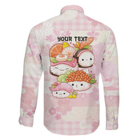 Personalized Japanese Kawaii Sushi Family Matching Long Sleeve Bodycon Dress and Hawaiian Shirt Pink Wagara Palaka This Is How I Roll