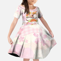 Personalized Japanese Kawaii Sushi Family Matching Off The Shoulder Long Sleeve Dress and Hawaiian Shirt Pink Wagara Palaka This Is How I Roll