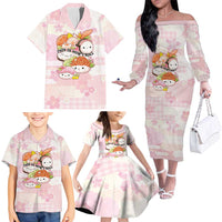 Personalized Japanese Kawaii Sushi Family Matching Off The Shoulder Long Sleeve Dress and Hawaiian Shirt Pink Wagara Palaka This Is How I Roll