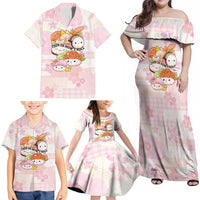 Personalized Japanese Kawaii Sushi Family Matching Off Shoulder Maxi Dress and Hawaiian Shirt Pink Wagara Palaka This Is How I Roll