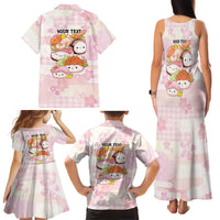 Personalized Japanese Kawaii Sushi Family Matching Tank Maxi Dress and Hawaiian Shirt Pink Wagara Palaka This Is How I Roll