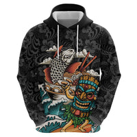 Personalized Japanese Koi Fish Ramen Hoodie Tiki Surfing Wagara Hibiscus Pattern LT9 - Polynesian Pride