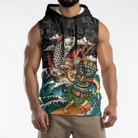 Personalized Japanese Koi Fish Ramen Sleeveless Hoodie Tiki Surfing Wagara Hibiscus Pattern LT9 - Polynesian Pride
