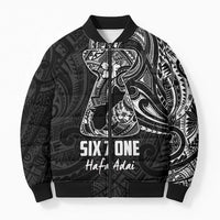Black Guam Latte Stone Tribal Tattoo Bomber Puffer Jacket Hafa Adai Six 7 One LT9 Unisex Black - Polynesian Pride