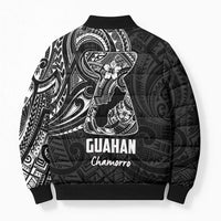 Black Guam Latte Stone Tribal Tattoo Bomber Puffer Jacket Hafa Adai Six 7 One LT9 - Polynesian Pride