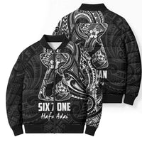 Black Guam Latte Stone Tribal Tattoo Bomber Puffer Jacket Hafa Adai Six 7 One LT9 - Polynesian Pride