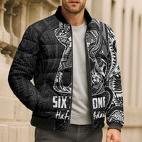 Black Guam Latte Stone Tribal Tattoo Bomber Puffer Jacket Hafa Adai Six 7 One LT9 - Polynesian Pride