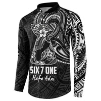 Black Guam Latte Stone Tribal Tattoo Button Sweatshirt Hafa Adai Six 7 One