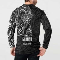Black Guam Latte Stone Tribal Tattoo Button Sweatshirt Hafa Adai Six 7 One