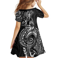Black Guam Latte Stone Tribal Tattoo Family Matching Long Sleeve Bodycon Dress and Hawaiian Shirt Hafa Adai Six 7 One