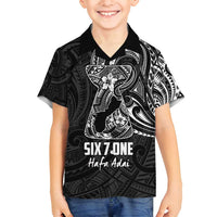 Black Guam Latte Stone Tribal Tattoo Family Matching Long Sleeve Bodycon Dress and Hawaiian Shirt Hafa Adai Six 7 One