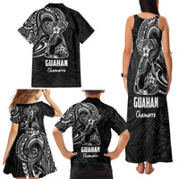 Black Guam Latte Stone Tribal Tattoo Family Matching Tank Maxi Dress and Hawaiian Shirt Hafa Adai Six 7 One