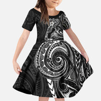 Black Guam Latte Stone Tribal Tattoo Kid Short Sleeve Dress Hafa Adai Six 7 One