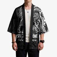 Black Guam Latte Stone Tribal Tattoo Kimono Hafa Adai Six 7 One - Polynesian Pride