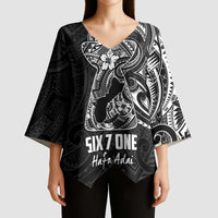 Black Guam Latte Stone Tribal Tattoo Kimono Sleeve Blouse Hafa Adai Six 7 One - Polynesian Pride