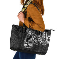 Black Guam Latte Stone Tribal Tattoo Leather Tote Bag Hafa Adai Six 7 One