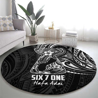 Black Guam Latte Stone Tribal Tattoo Round Carpet Hafa Adai Six 7 One