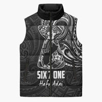 Black Guam Latte Stone Tribal Tattoo Sleeveless Puffer Jacket Hafa Adai Six 7 One - Polynesian Pride