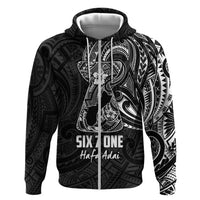 Black Guam Latte Stone Tribal Tattoo Zip Hoodie Hafa Adai Six 7 One