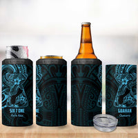 Blue Guam Latte Stone Tribal Tattoo 4 in 1 Can Cooler Tumbler Hafa Adai Six 7 One LT9 - Polynesian Pride