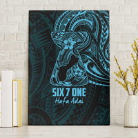 Blue Guam Latte Stone Tribal Tattoo Canvas Wall Art Hafa Adai Six 7 One