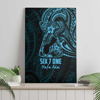 Blue Guam Latte Stone Tribal Tattoo Canvas Wall Art Hafa Adai Six 7 One