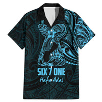 Blue Guam Latte Stone Tribal Tattoo Family Matching Mermaid Dress and Hawaiian Shirt Hafa Adai Six 7 One