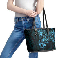 Blue Guam Latte Stone Tribal Tattoo Leather Tote Bag Hafa Adai Six 7 One