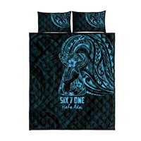 Blue Guam Latte Stone Tribal Tattoo Quilt Bed Set Hafa Adai Six 7 One