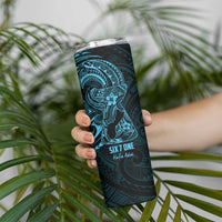 Blue Guam Latte Stone Tribal Tattoo Skinny Tumbler Hafa Adai Six 7 One LT9 - Polynesian Pride