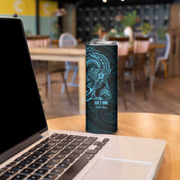 Blue Guam Latte Stone Tribal Tattoo Skinny Tumbler Hafa Adai Six 7 One LT9 - Polynesian Pride