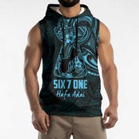 Blue Guam Latte Stone Tribal Tattoo Sleeveless Hoodie Hafa Adai Six 7 One - Polynesian Pride